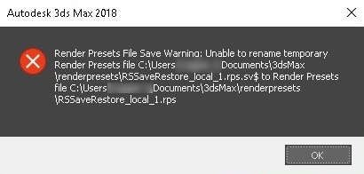 0em3a000001jerb Error saving to temp directory 3ds Max