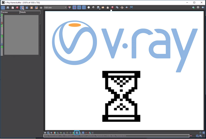 V-Ray Frame Buffer Window loading.