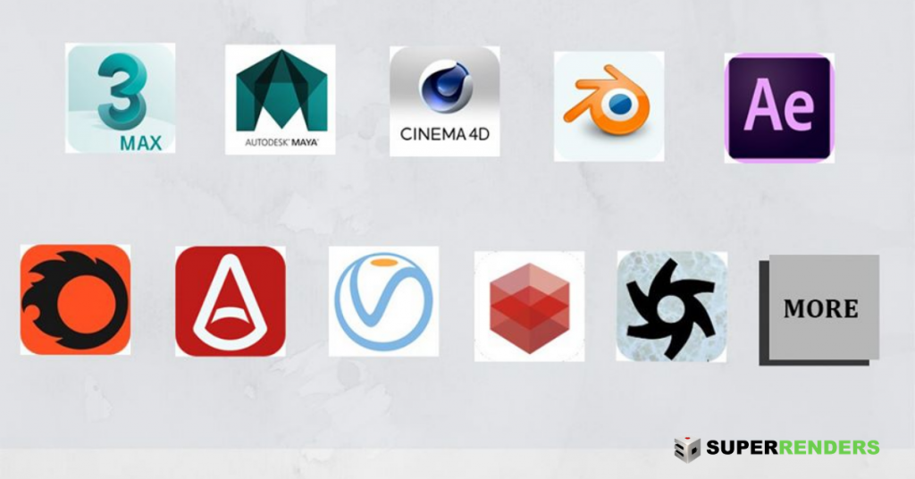 List of popular 3D software and renderers, plugins at Super Renders Farm