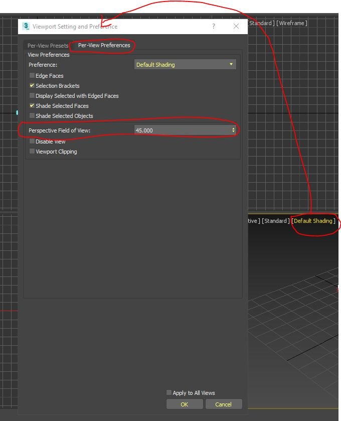 How to change Field of View with numeric value in 3ds Max, Rendering Method Panel missing